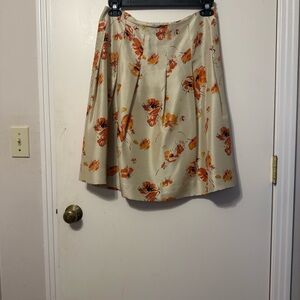 Banana Republic Beige and Orange Floral A-Line Skirt